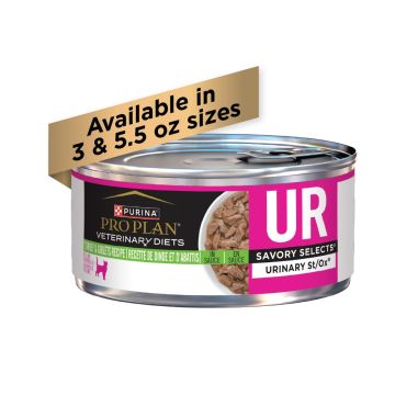 Pro Plan Veterinary Diets UR Urinary St/Ox Savory Selects Turkey and Giblet wet cat food.
