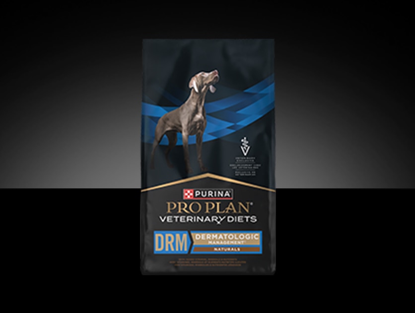 Pro Plan Veterinary DRM Dermatologic Management® canine formula package. 