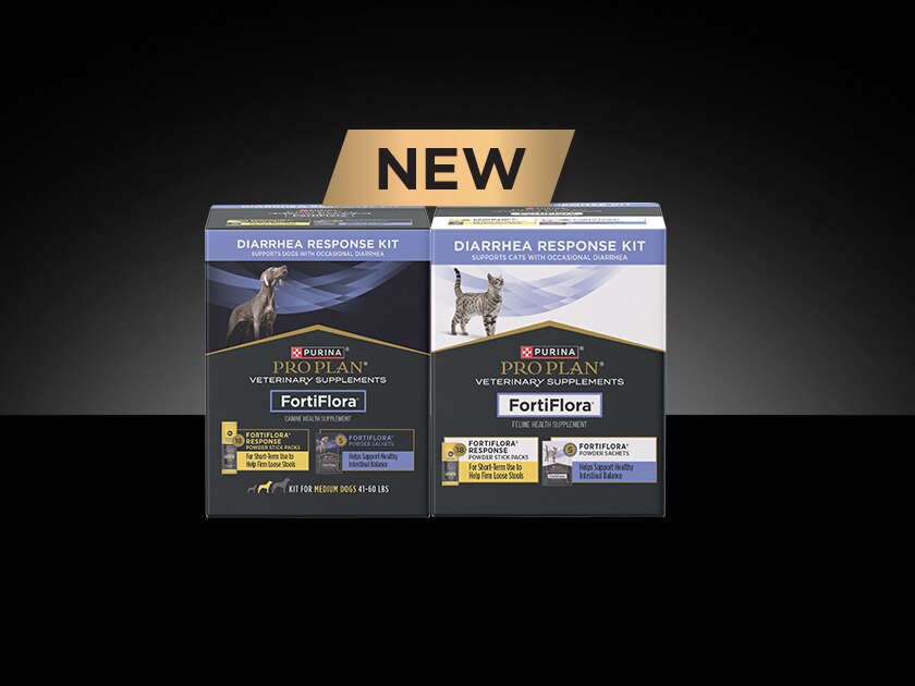 FortiFlora Diarrhea Response Kit probiotic supplement packaging.