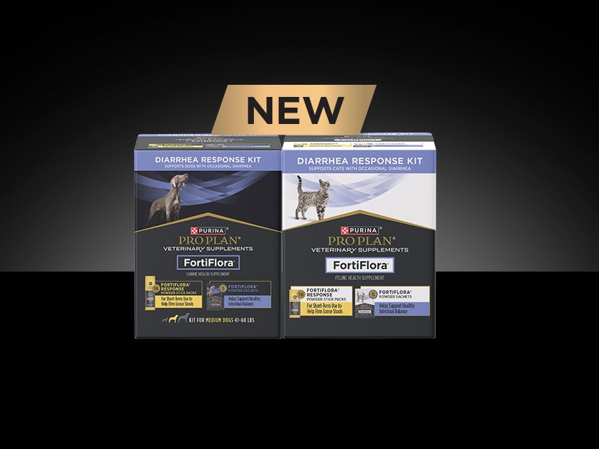 FortiFlora Diarrhea Response Kit probiotic supplement packaging.