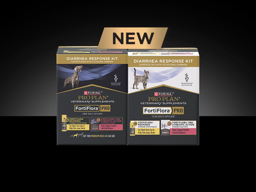 FortiFlora PRO Diarrhea Response Kit probiotic supplement packaging.