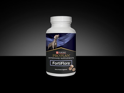 Canine Pro Plan Veterinary Supplements FortiFlora® Chewable Tablets container. 