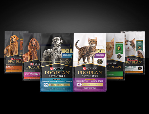 Assortment of Purina Pro Plan Diets dog and cat food.